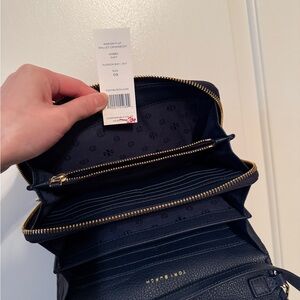 Tory Burch Navy Marion Flat Wallet Crossbody Bag
